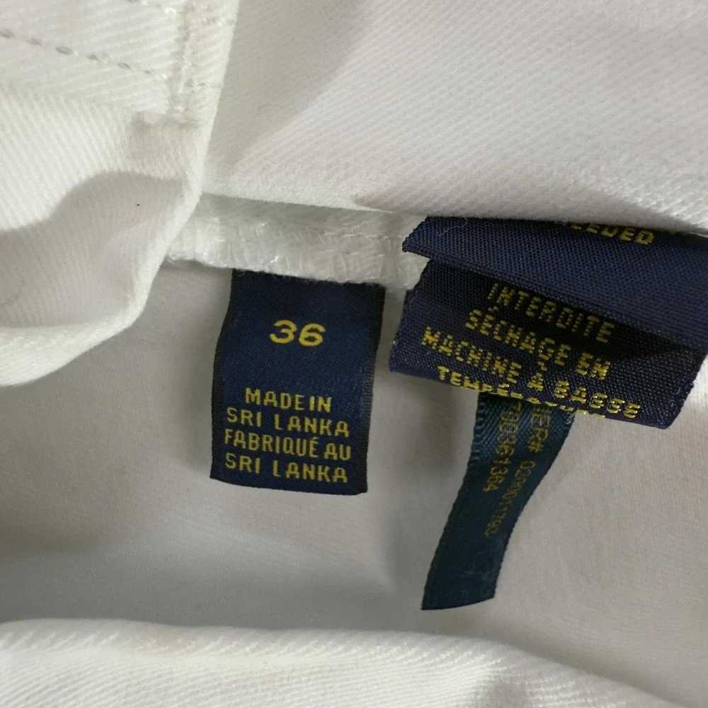 Polo Ralph Lauren Shorts Mens 36 White Chino Classic Fit Flat Front Casual